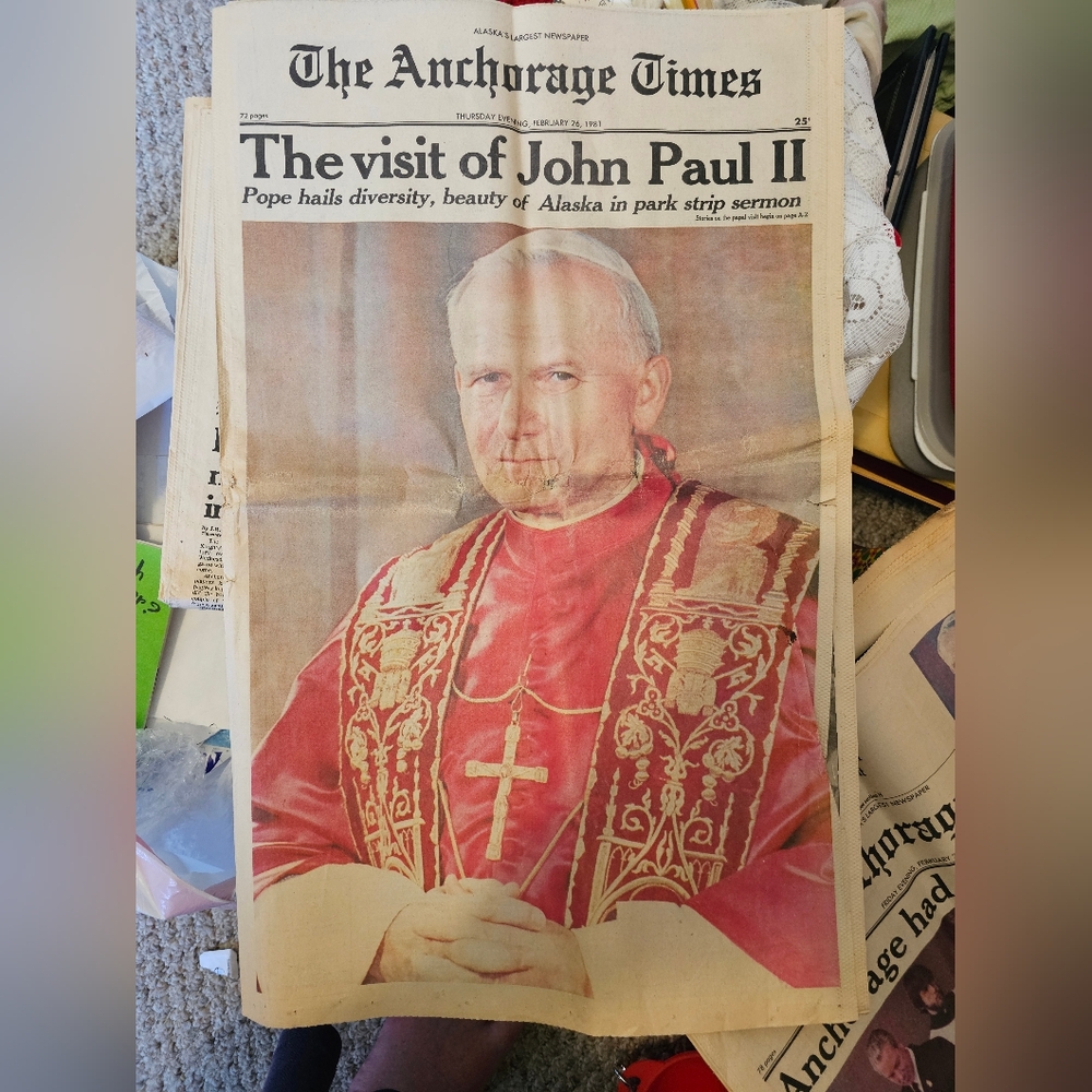 Vintage Newspaper Featuring John Paul II